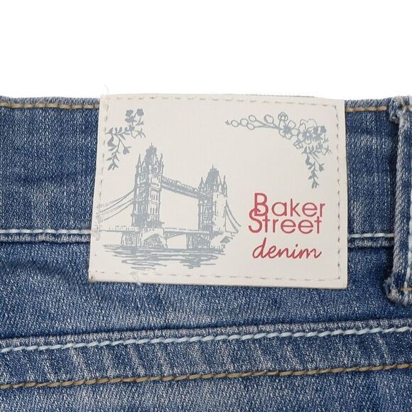 Baker Street Bootcut Jeans Juniors 5 Embellished Blue Denim Stretch 28x31.5 - Picture 10 of 12